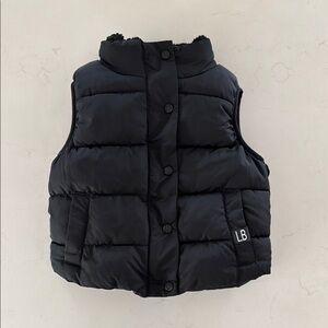 Little Bipsy Sherpa Lined Puffer Vest in Black Size 18-24M.